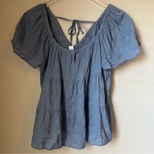 Old Navy Blue Embroidered Cotton Shirt Size XS Petite